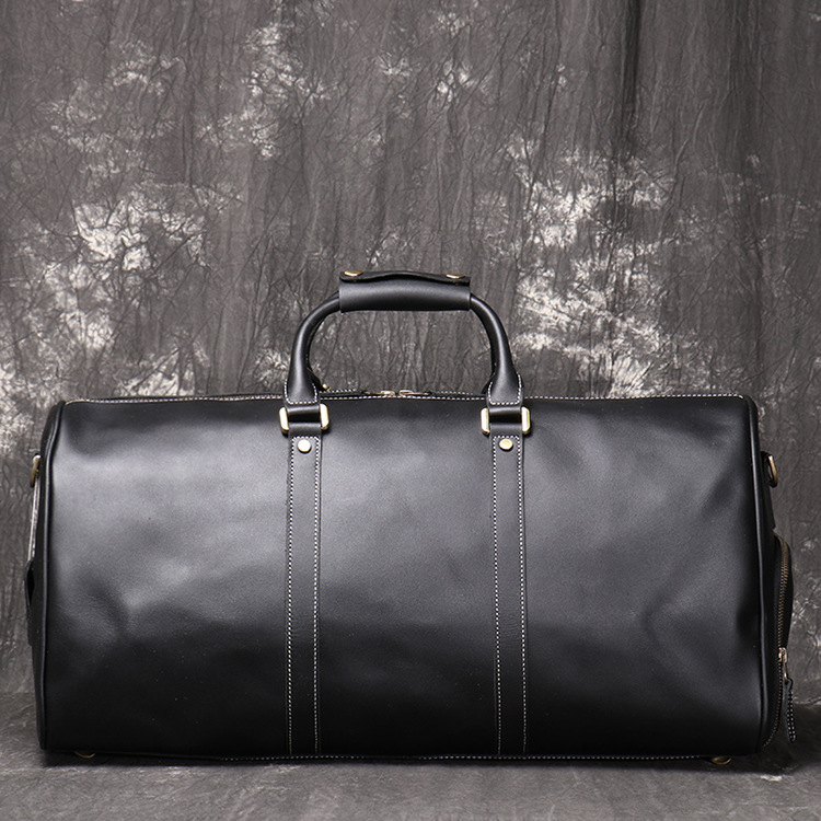 Black men's travel bag, side view