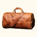 Vintage brown men's leather travel bag