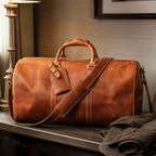 Brown men's travel bag, another angle