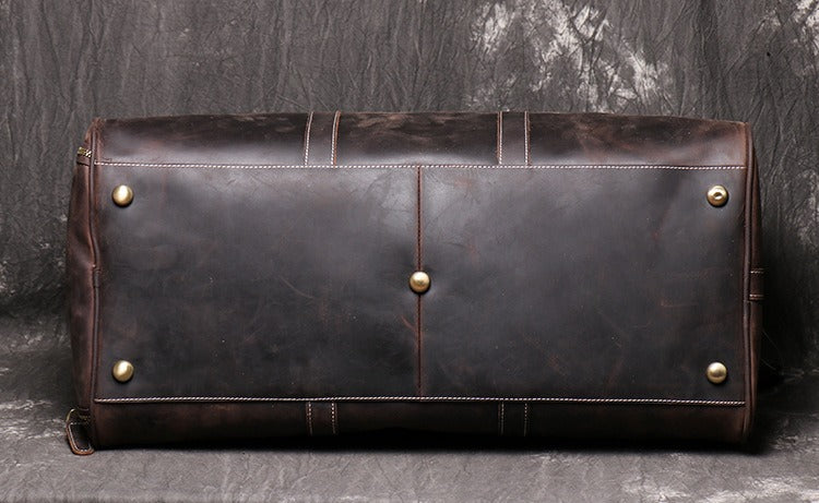 Vintage dark brown men's leather travel bag