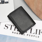 Black men's trifold wallet, coin pocket