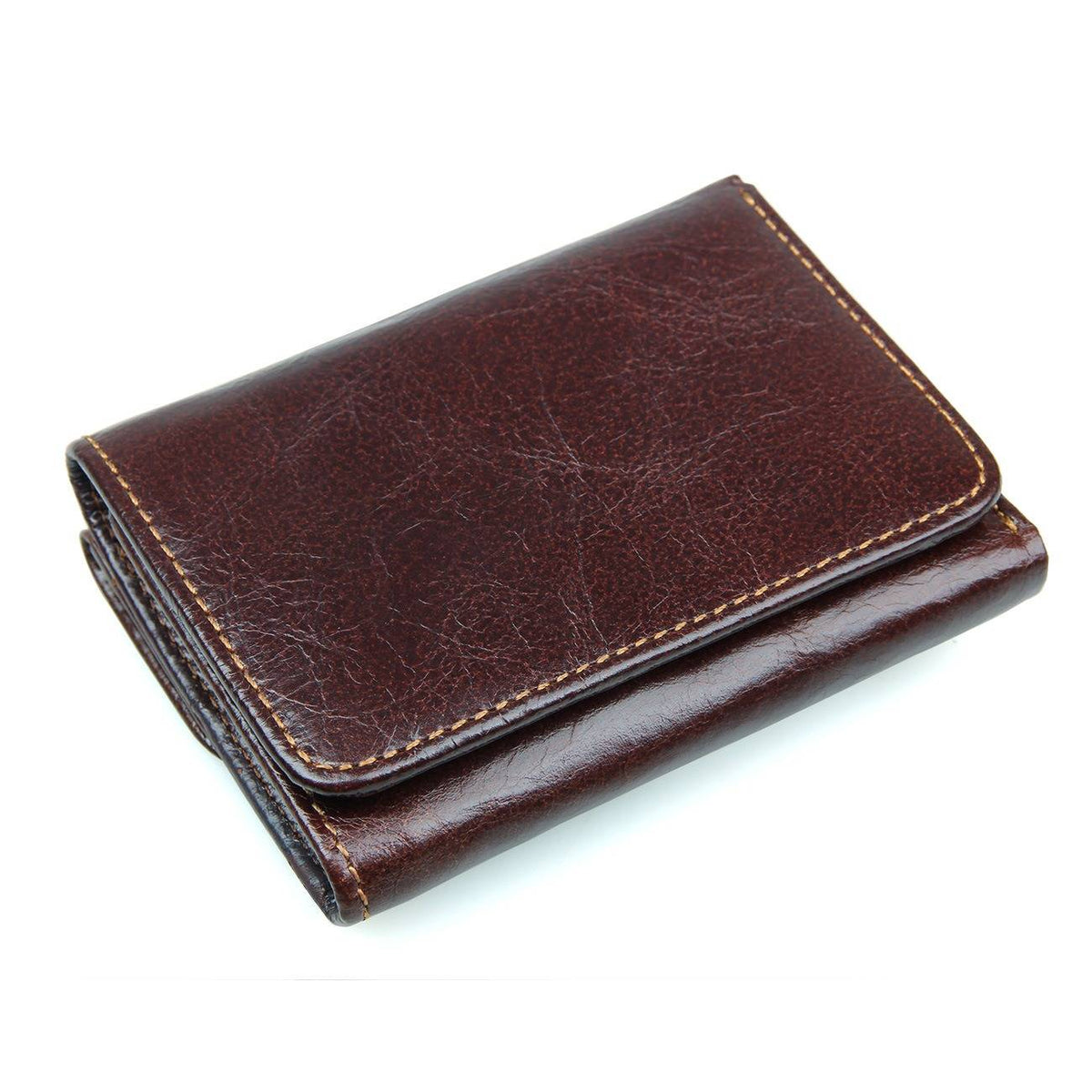 Dark brown men's trifold wallet, coin pocket