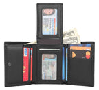 Black men's trifold wallet, card slots