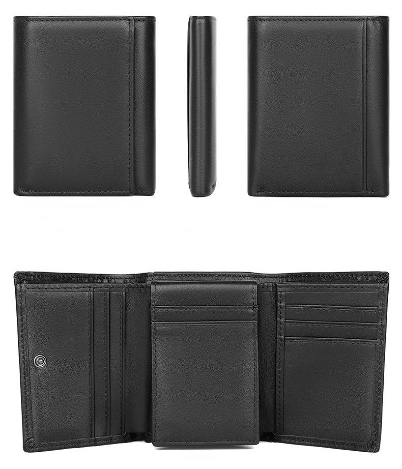 Black men's trifold wallet, ID window