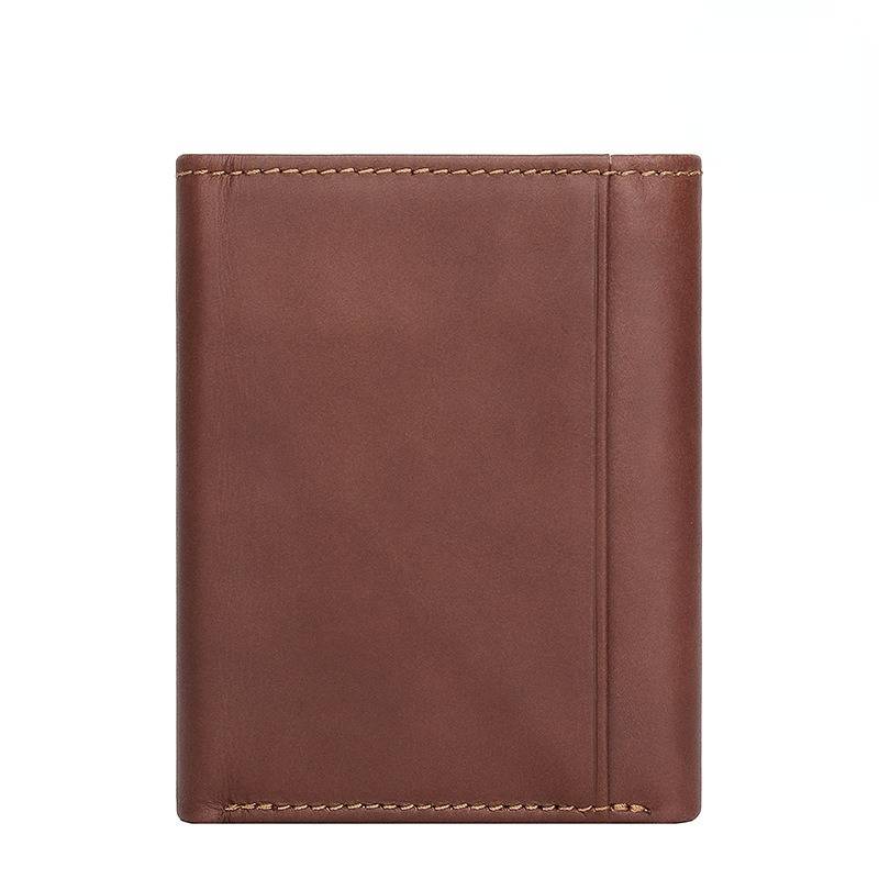 Brown men's 8-slot trifold wallet