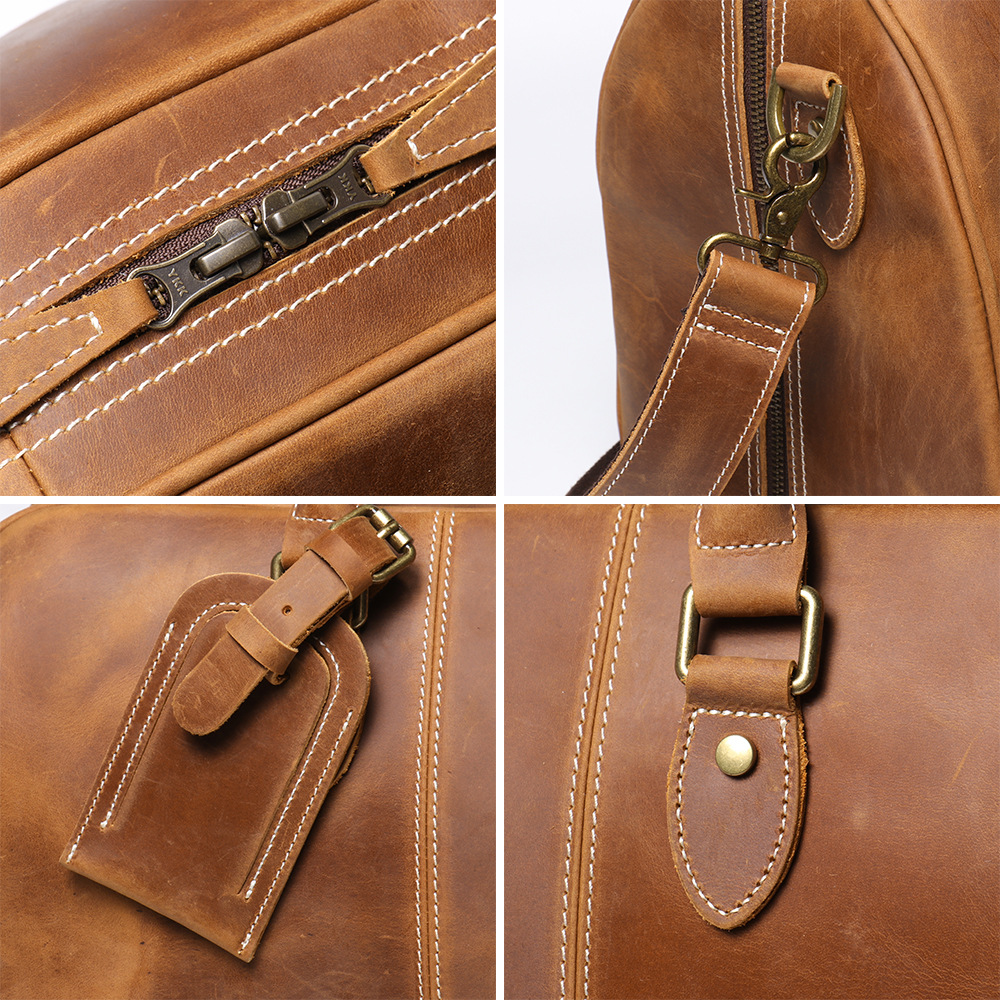 Brown men's weekend bag, back view