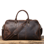 Dark brown men's weekend bag, side view