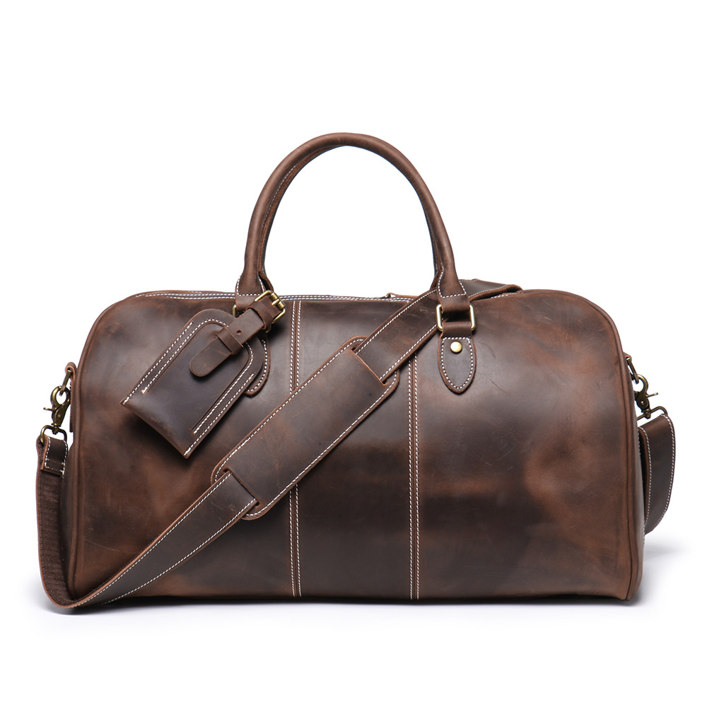 Dark brown men's weekend bag, interior view
