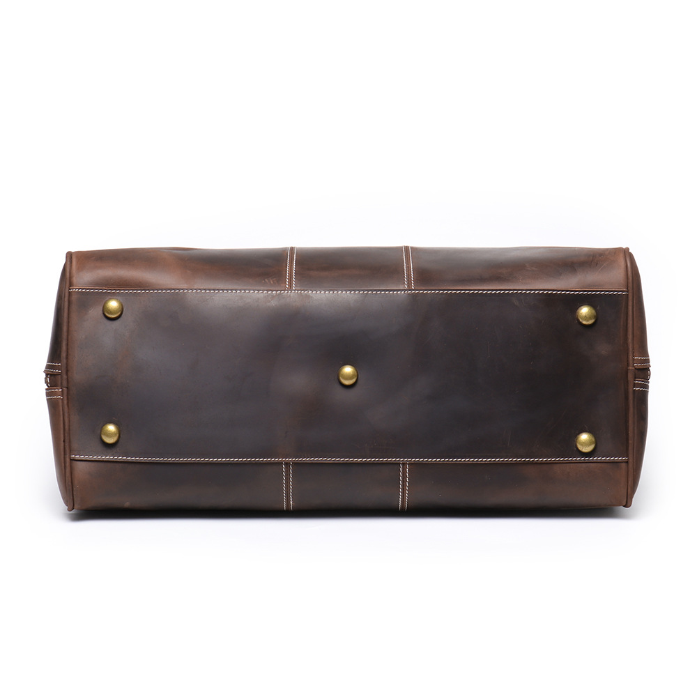 Dark brown men's weekend bag, handle detail