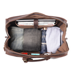 Dark brown men's weekend bag, back view