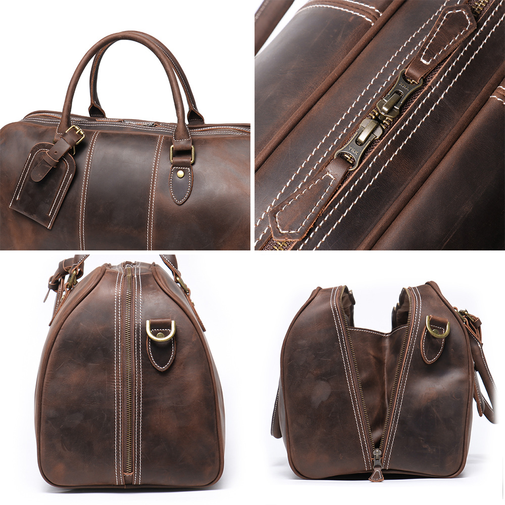 Dark brown men's weekend bag, another angle