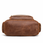 Brown men's weekender backpack, hardware detail