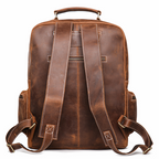 Brown men's weekender backpack, another angle