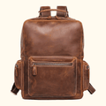 Vintage brown men's leather weekender backpack