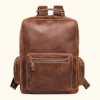 Vintage brown men's leather weekender backpack