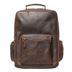 Dark brown men's weekender backpack, side view