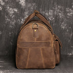 Brown men's weekender bag, buckle detail