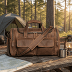 Brown men's weekender bag, another angle