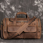 Brown men's weekender bag, strap detail