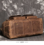 Brown men's weekender bag, side view