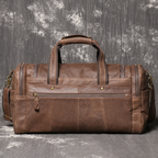 Dark brown men's weekender bag, side view