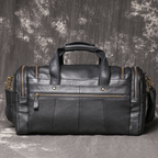 Lychee-grain black men's weekender bag, side view