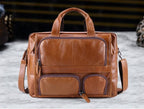 Brown men's work tote, side view