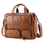 Brown men's work tote, another angle