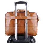Brown men's work tote, hardware detail