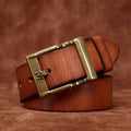 Brown men's matte leather belt — studio shot