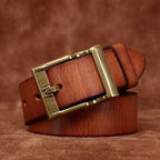 Brown men's matte leather belt — studio shot