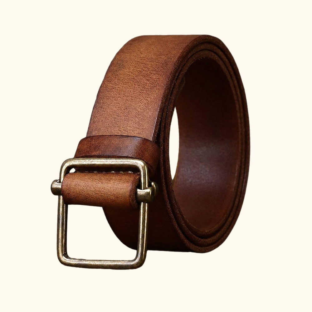 mens-no-hole-brown-leather-belt