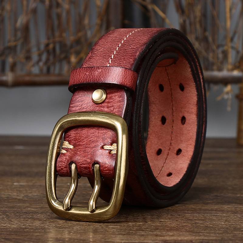 Red The Drover men's leather belt