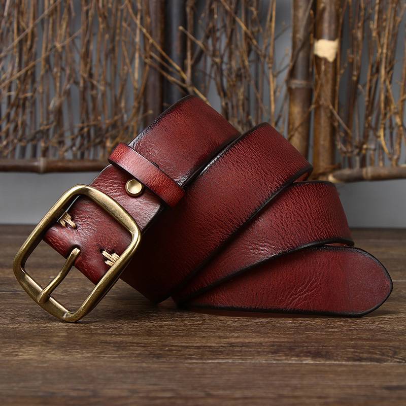 Red The Pioneer men's leather belt