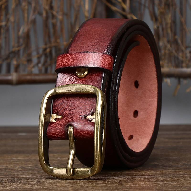 Red The Pioneer men's leather belt