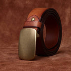 Brown men's belt, side view