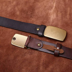 Brown men's belt, leather grain