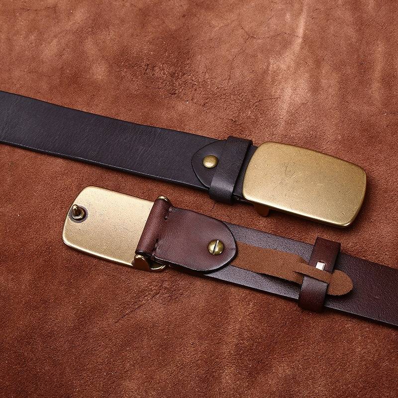 Brown men's belt, leather grain