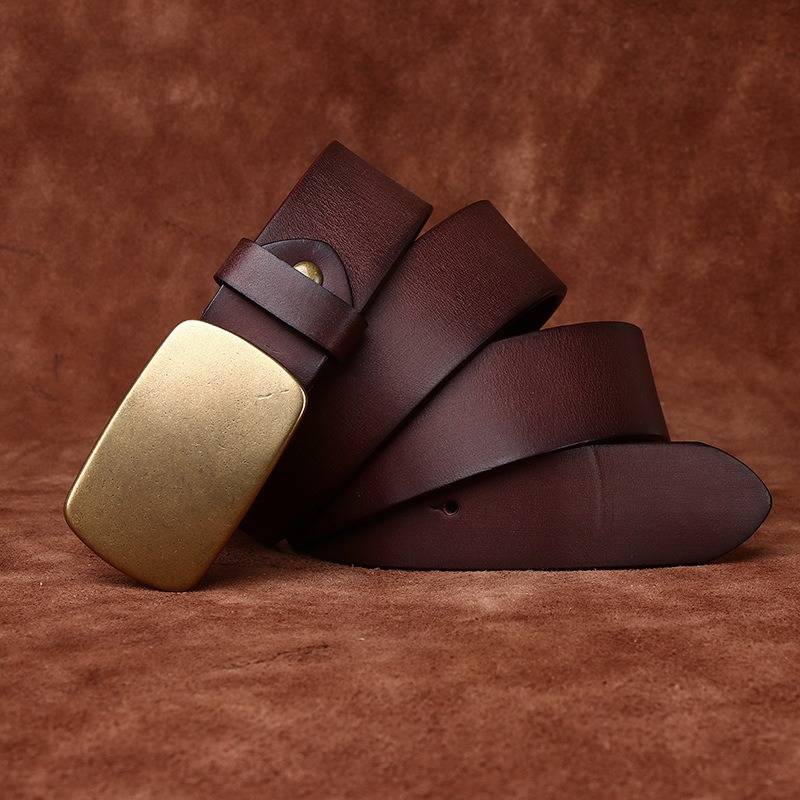 Dark brown men's belt, full length