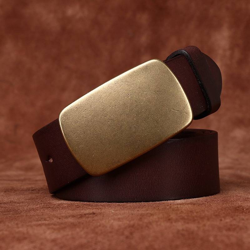 Dark brown men's slider buckle belt