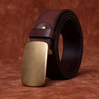 Dark brown men's belt, slider buckle