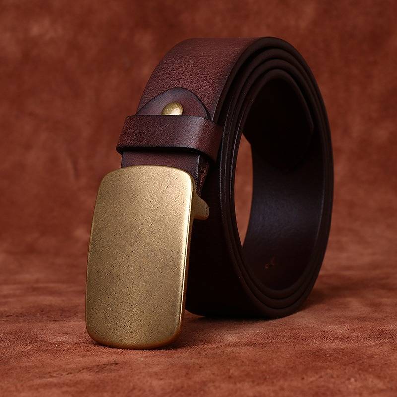 Dark brown men's belt, slider buckle