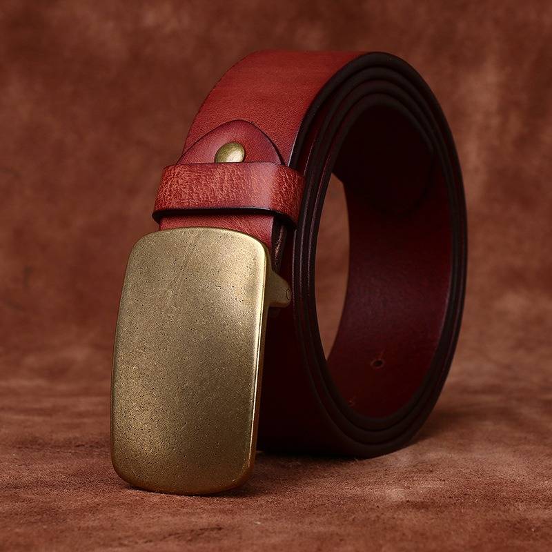 Red men's slider buckle belt