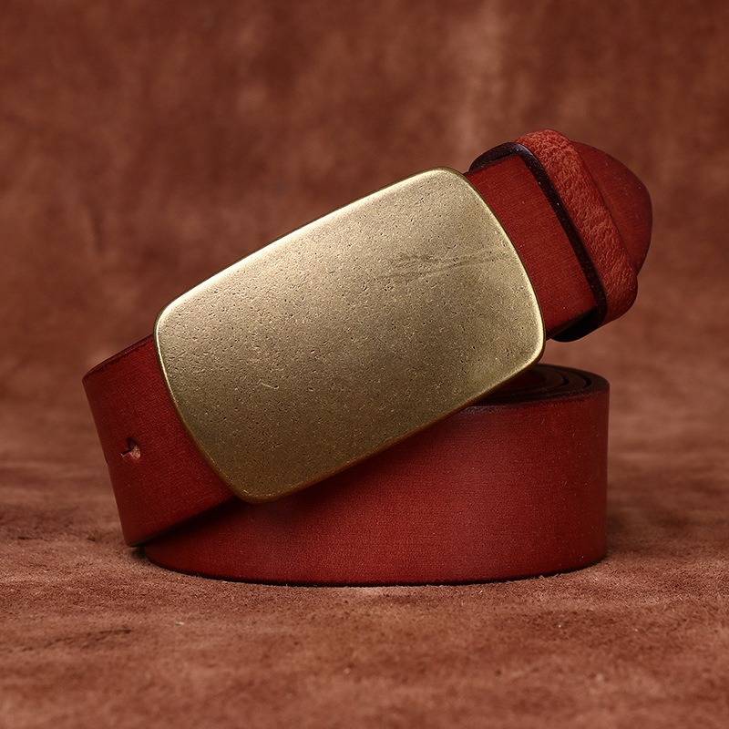 Red men's belt, slider buckle