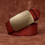 Red men's belt, slider buckle