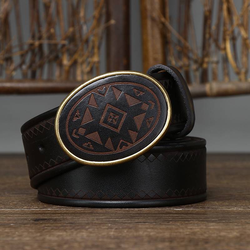 Black The Sheriff men's leather belt