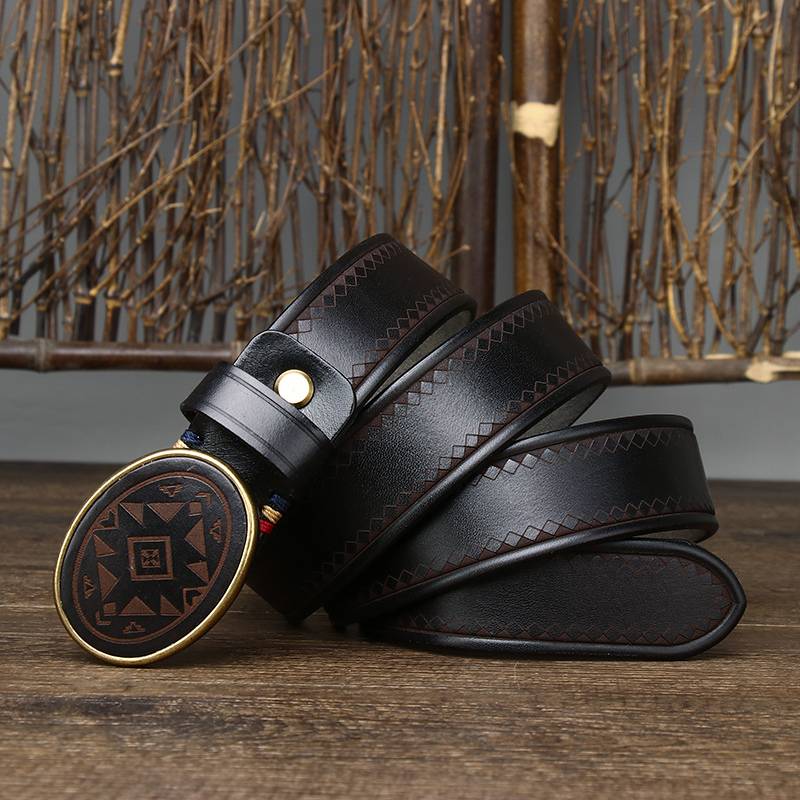 Black The Sheriff men's leather belt