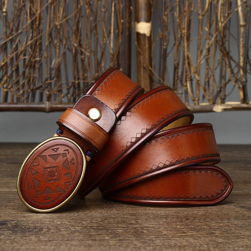 Brown The Sheriff men's leather belt