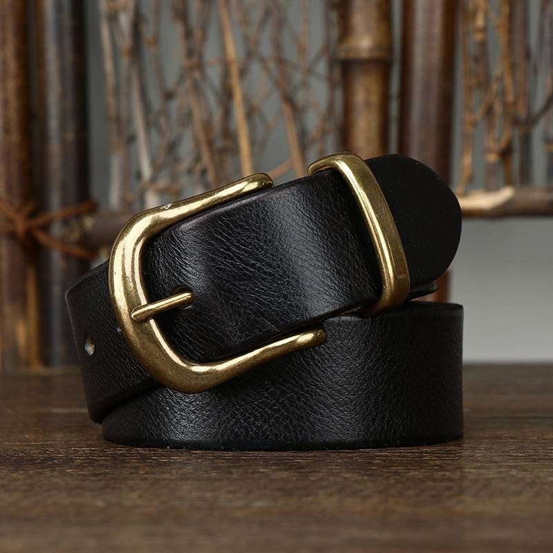 Black men's casual leather belt — studio shot