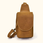 Harbor mini sling bag, Brown leather